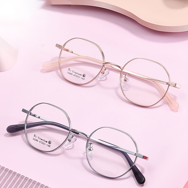 34286 Casualowe wielokątne okulary ze stopu
