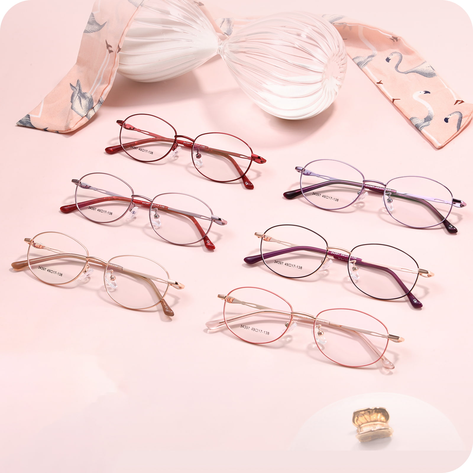 34397 Codzienne, owalne, aluminiowe okulary z pełną ramką