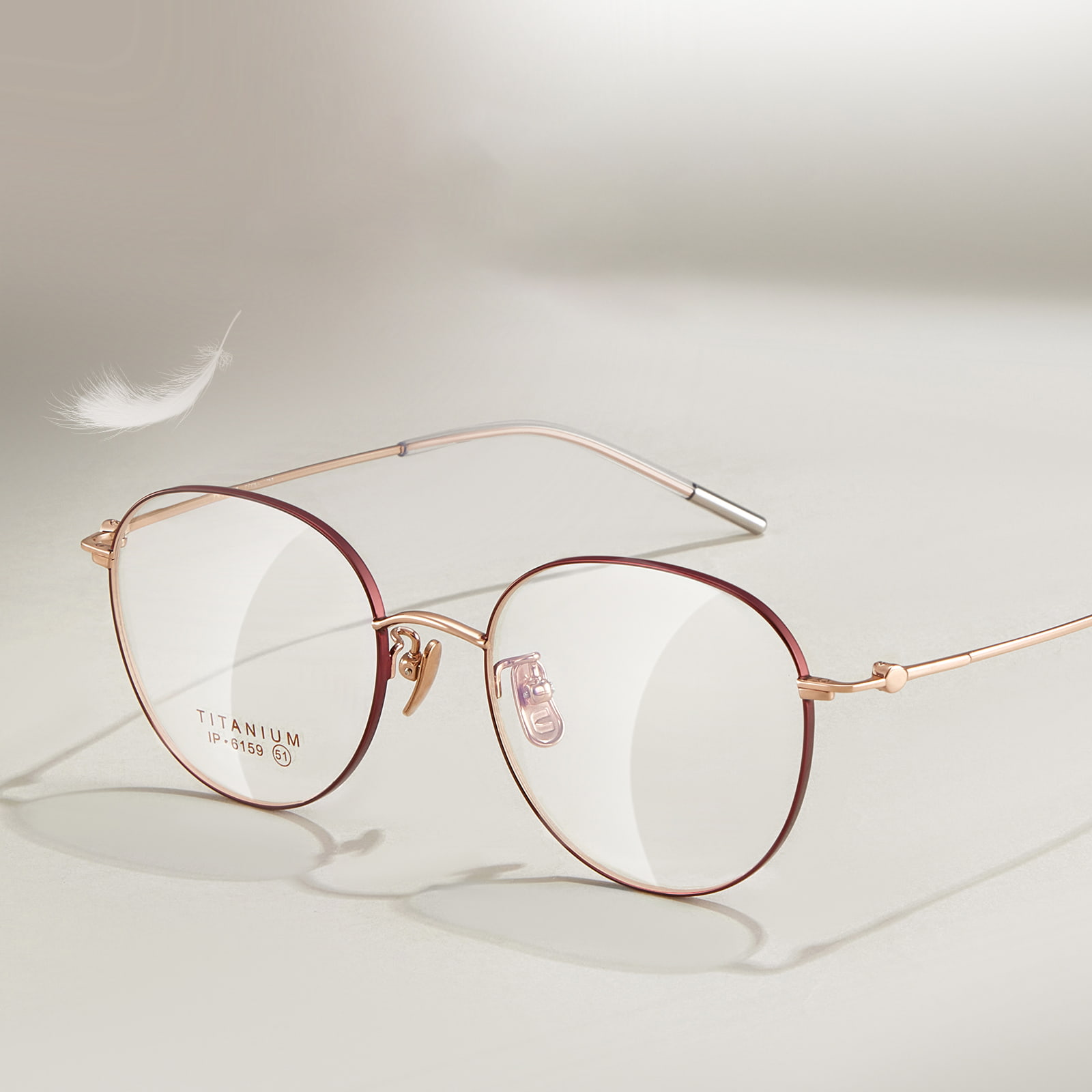 6159 Owalne cienkie okulary tytanowe