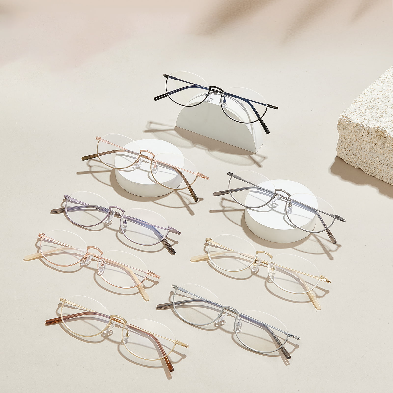 58201 Znakomite okulary aluminiowe z odwróconą półramką