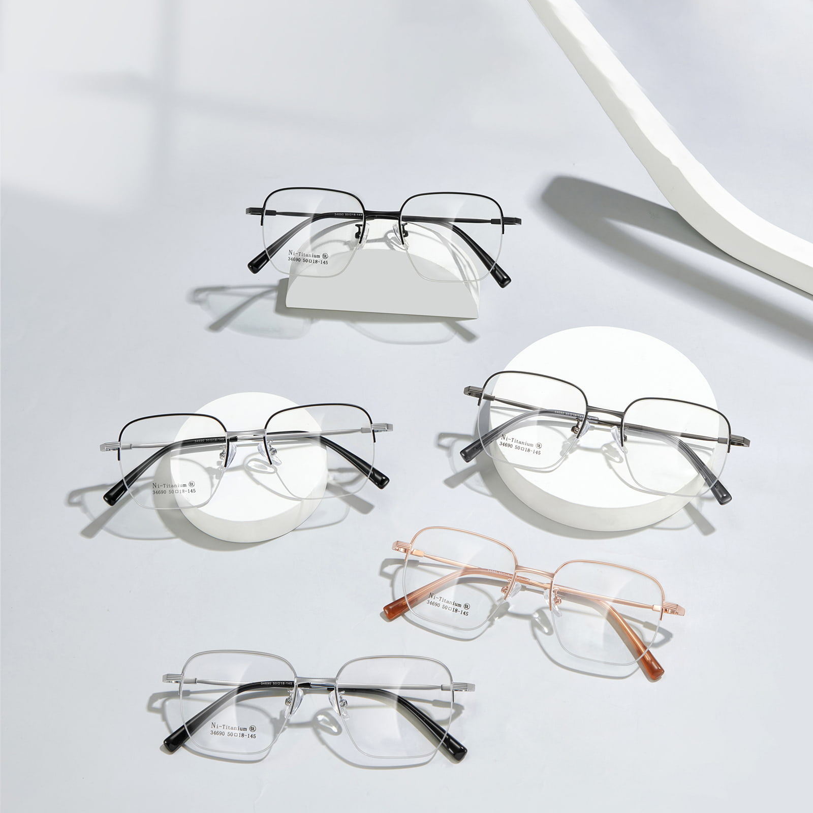 34690 Retro pełne złote okulary
