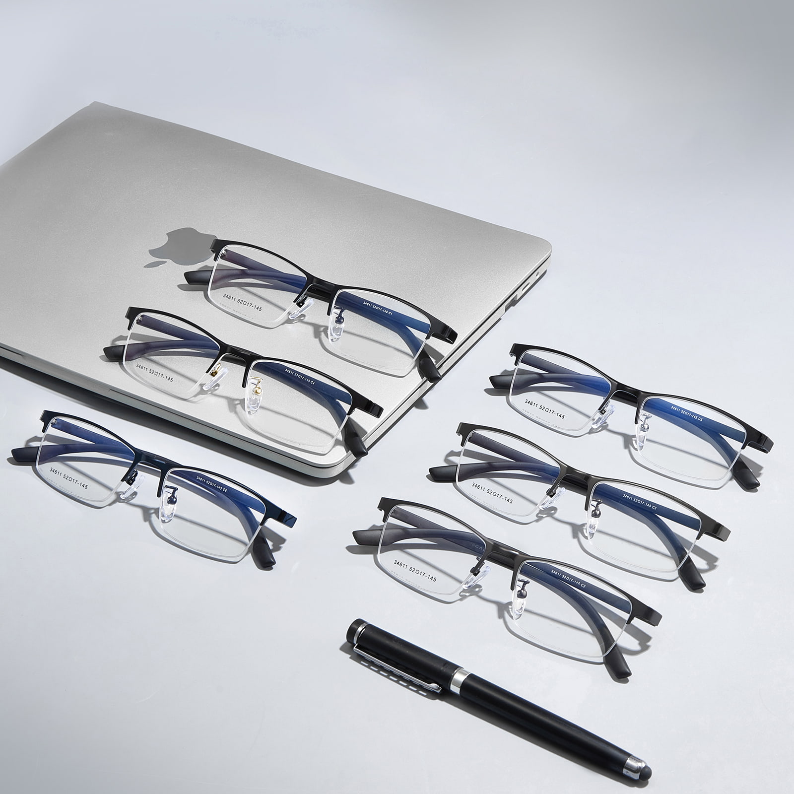 34611 Minimalistyczne, hipoalergiczne okulary ze stopu z półramką