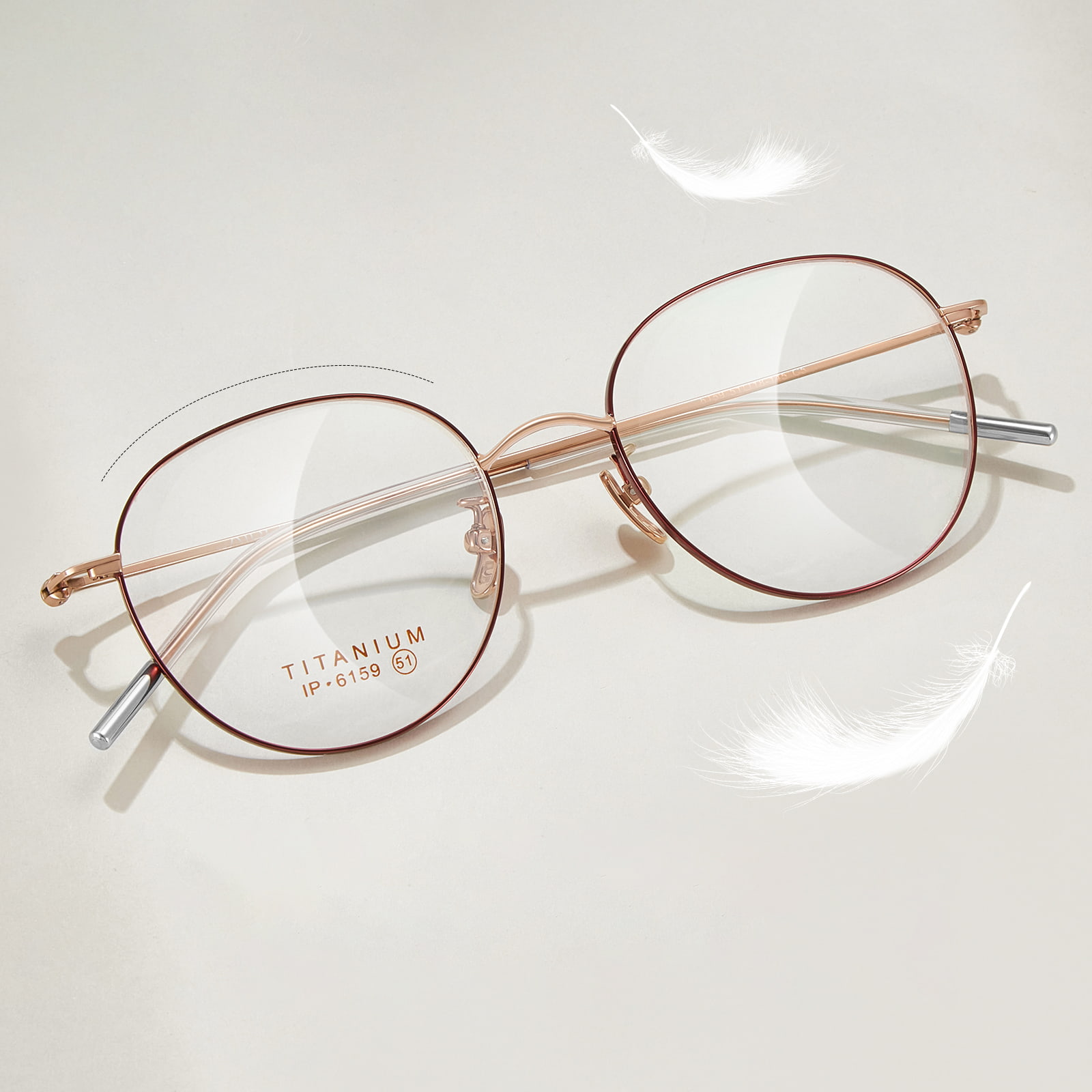 6159 Owalne cienkie okulary tytanowe