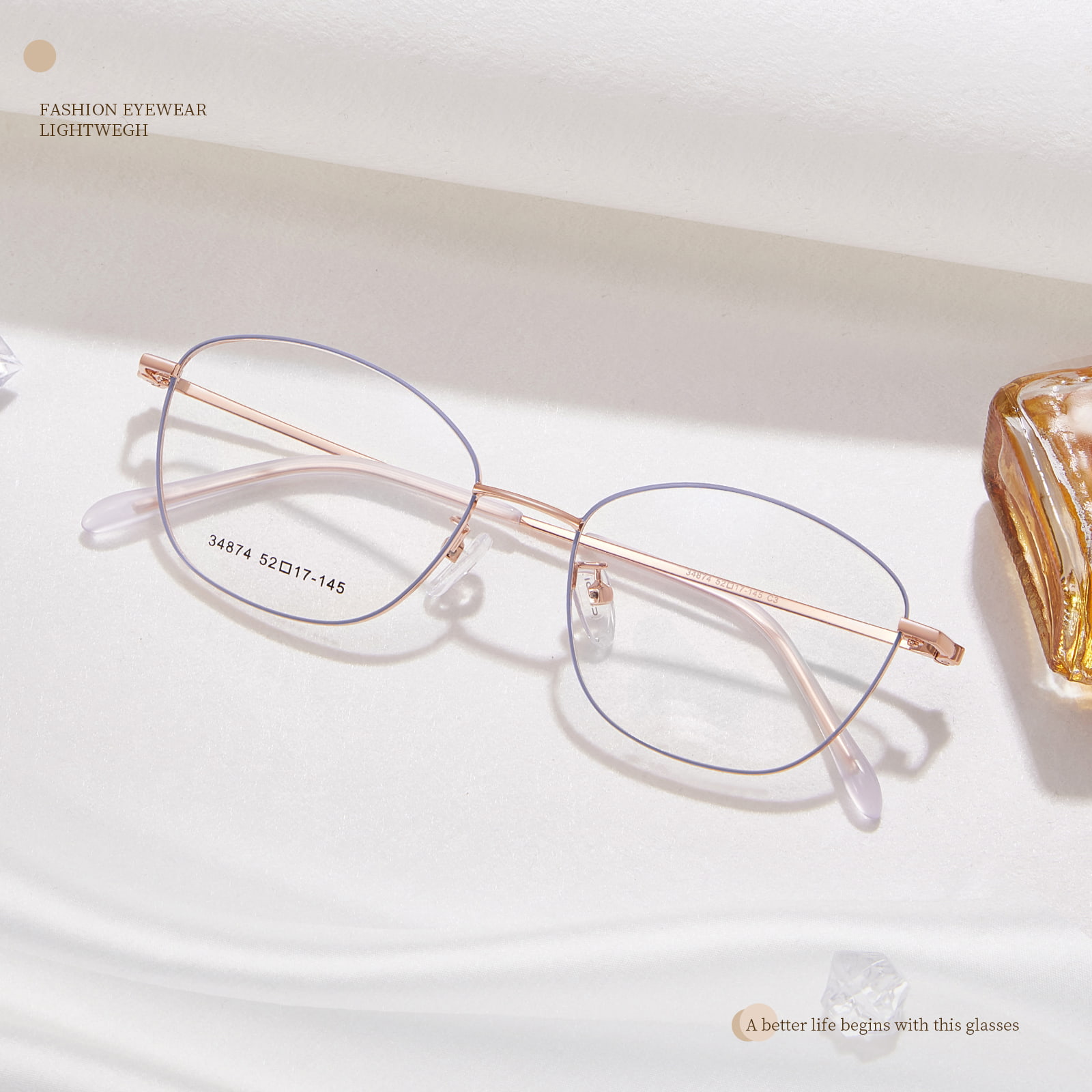 34874 Okulary aluminiowe w stylu retro z cienką oprawką