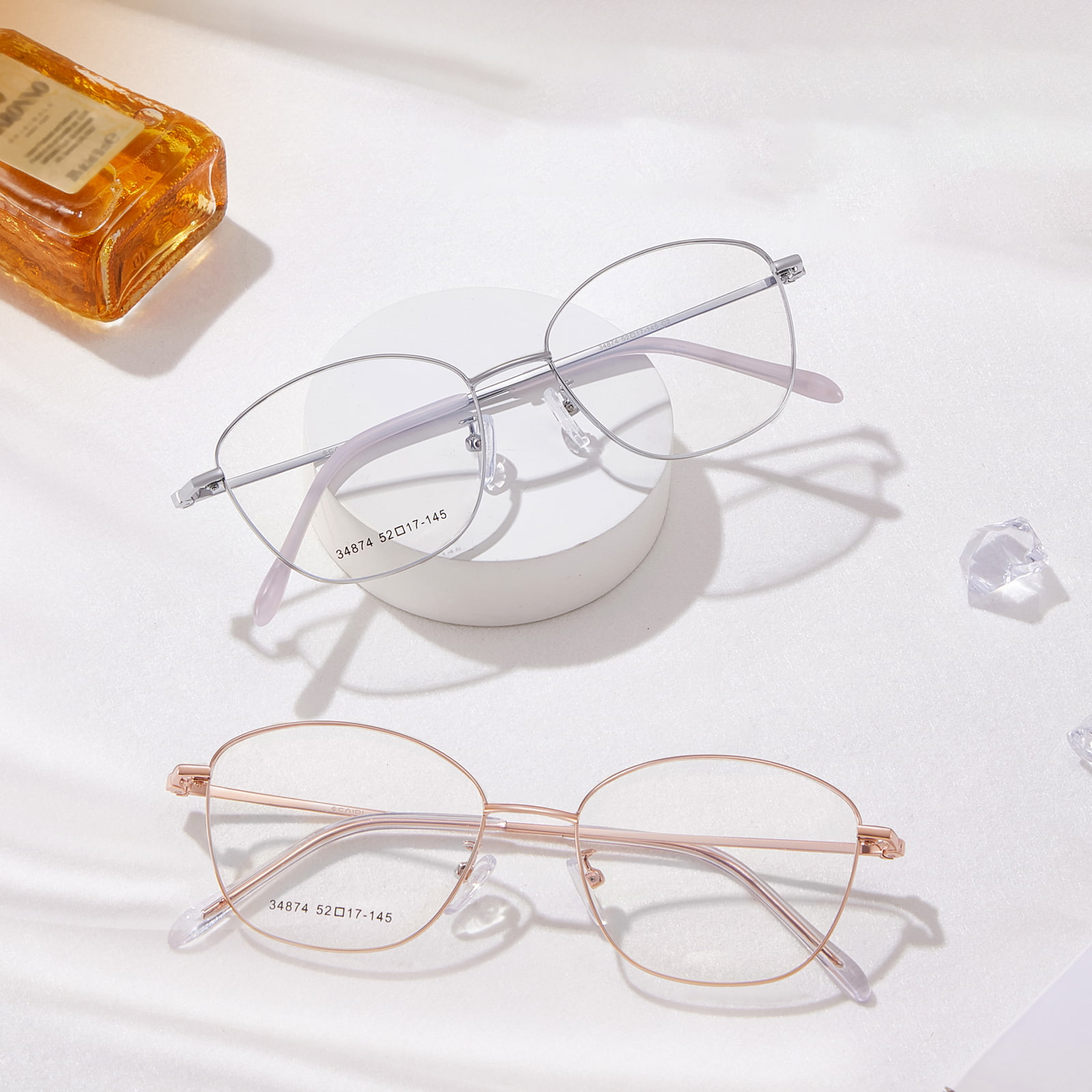 34874 Okulary aluminiowe w stylu retro z cienką oprawką