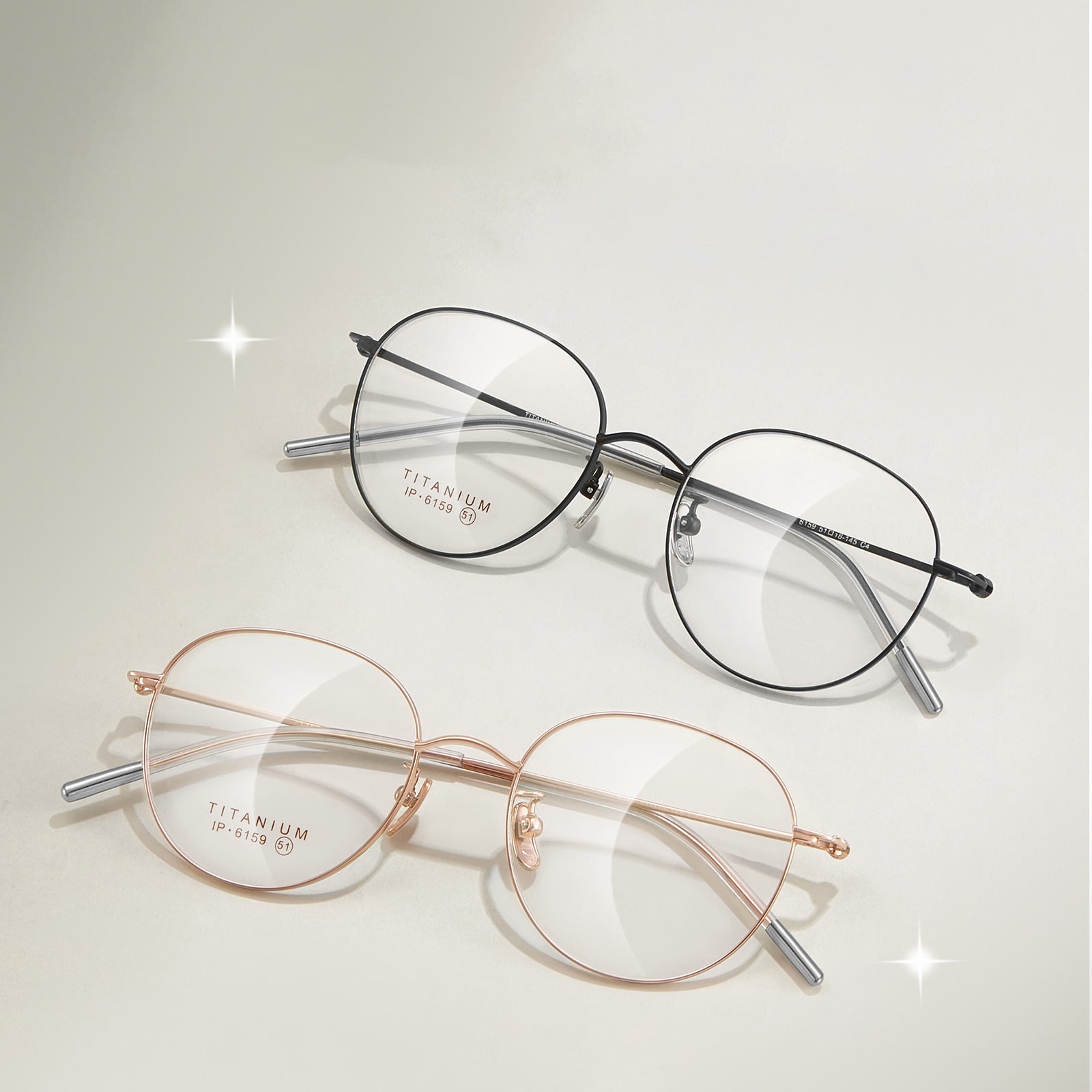 6159 Owalne cienkie okulary tytanowe