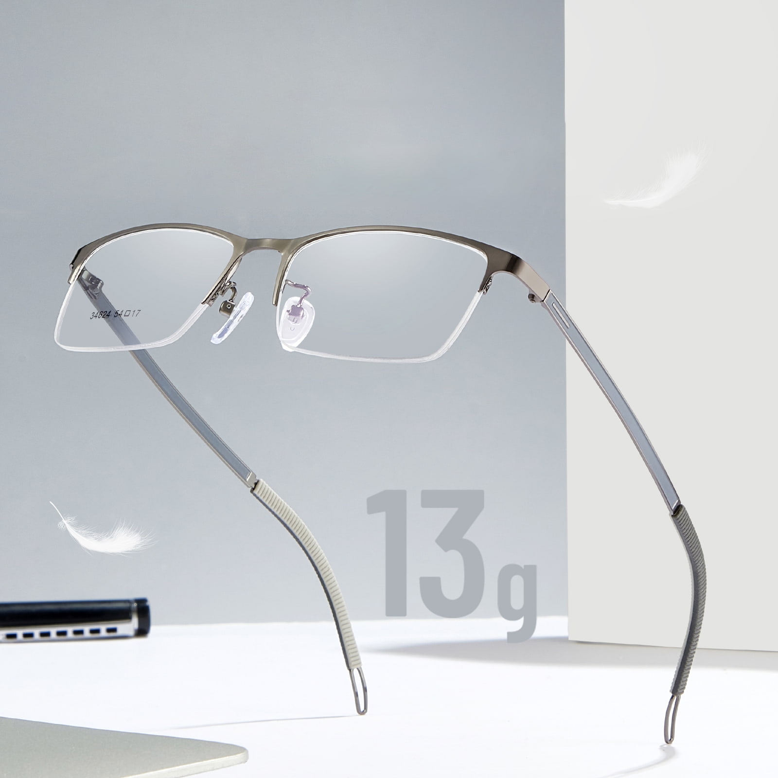 34624 Pomocnicze okulary ze stopu Nordic do czytania