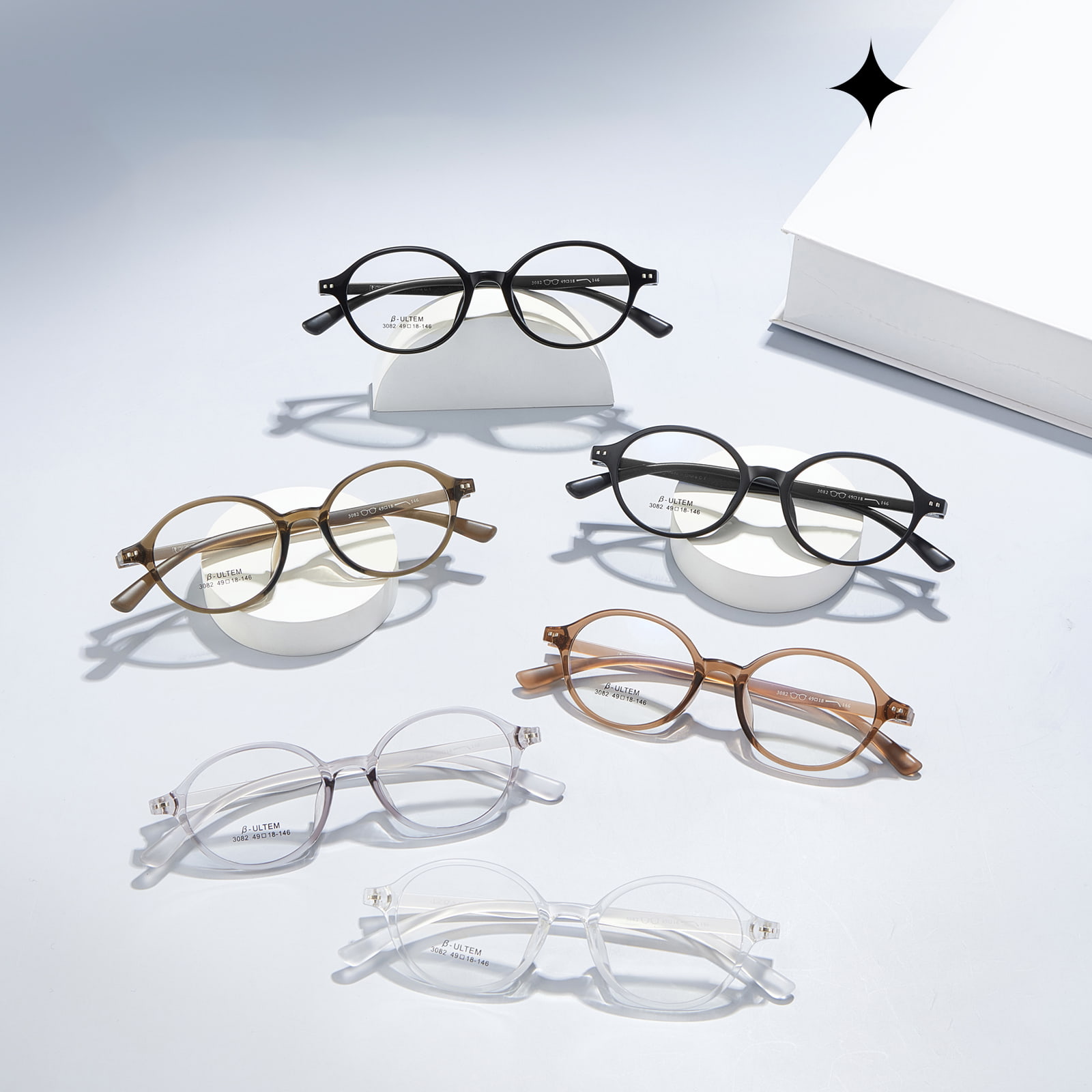 3082 Bezstresowe okulary TR90 z owalną oprawką