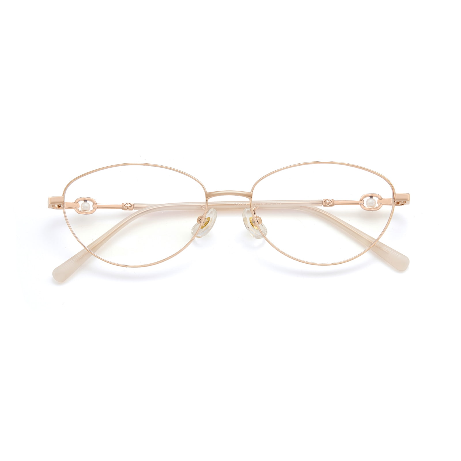 58166 Okulary ze stopu Cat's Eye z perłowym włosiem
