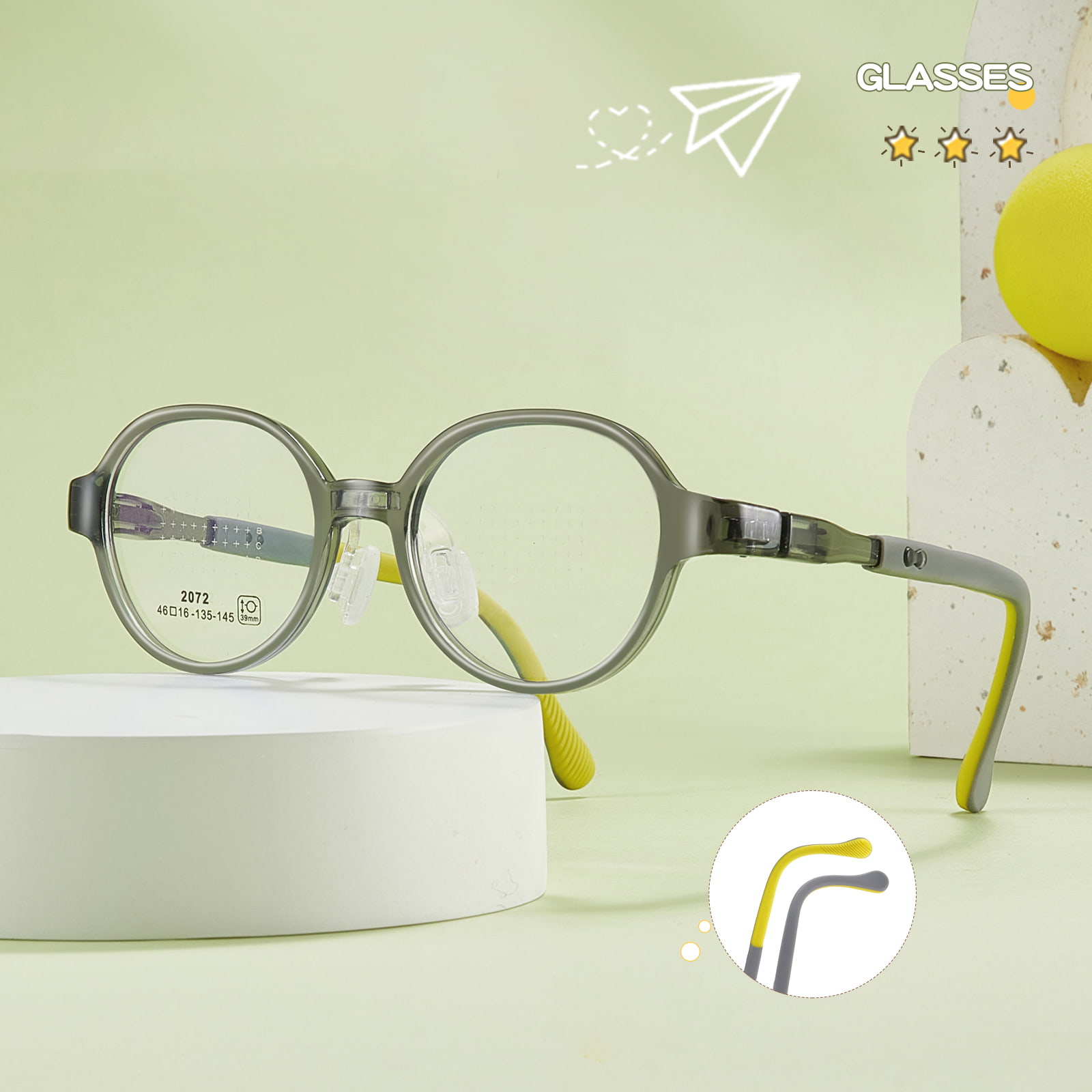 2072 Studenckie okulary z zawiasami łukowymi Odporne na zużycie miękkie silikonowe noski