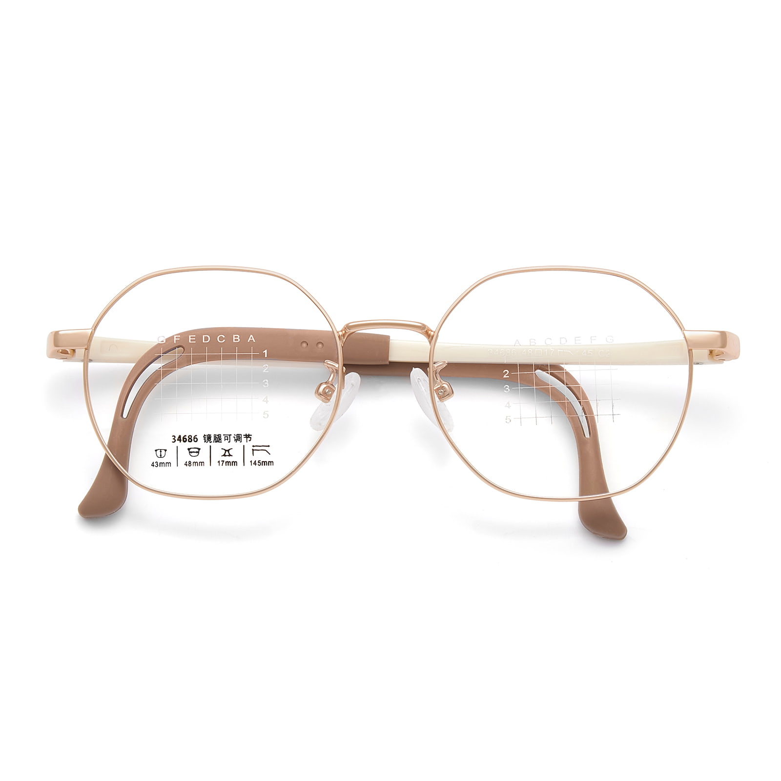 34686 Młodzieżowe wielokątne okulary ze stopu