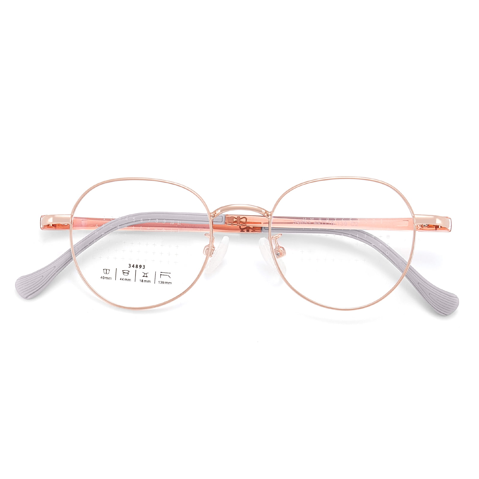 34893 Okulary ze stopu aluminium z okrągłą ramką i zapobieganiem rozogniskowi