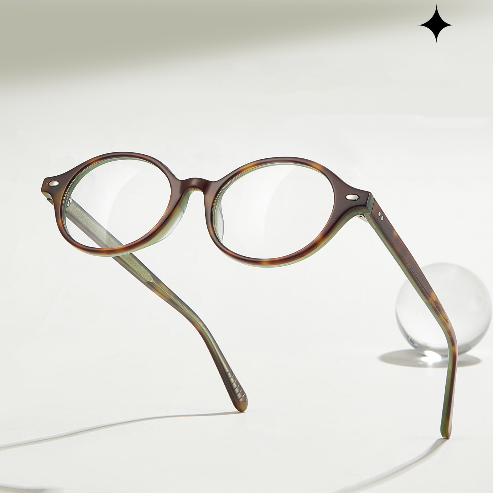BC8046 Proste, owalne, hipoalergiczne okulary z octanu