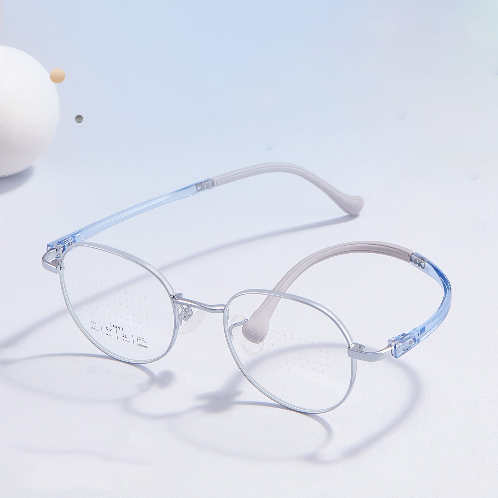 34893 Okulary ze stopu aluminium z okrągłą ramką i zapobieganiem rozogniskowi
