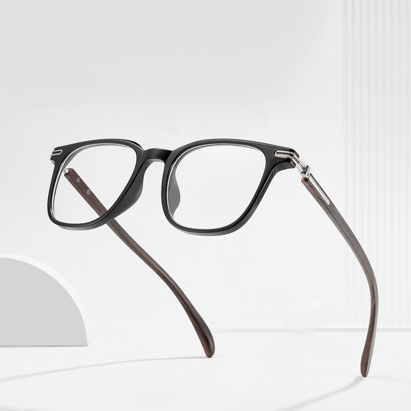 210094 Antypoślizgowe okulary z imitacją drewna i blokujące niebieskie światło