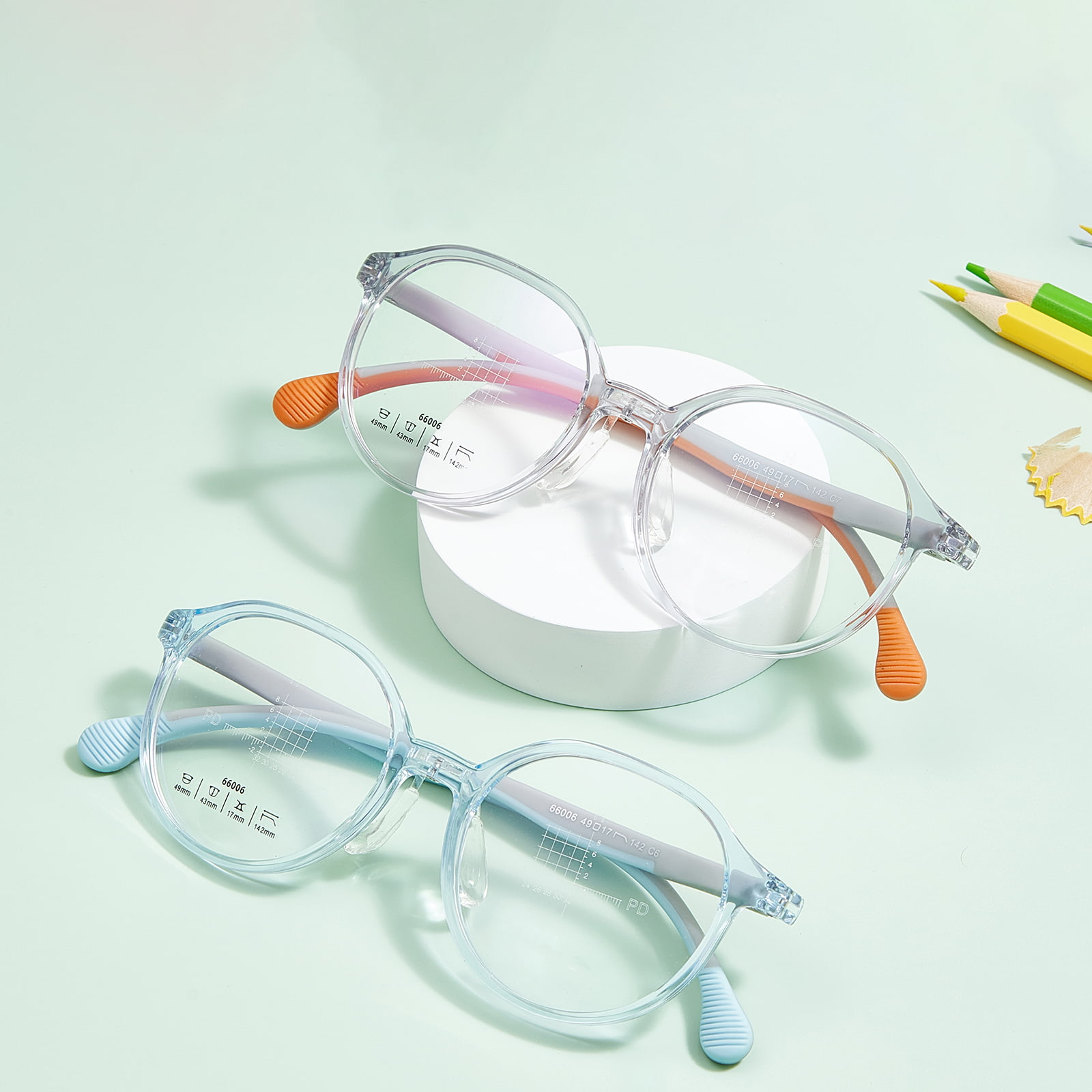 66006 Dziecięce wielokolorowe okulary z miękkim silikonowym noskiem w kształcie litery U