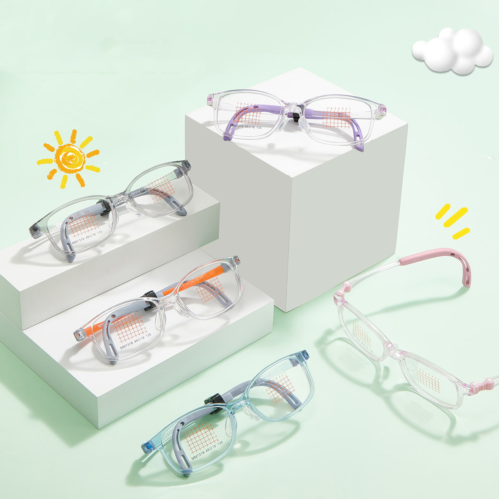 MM7319 Zatrzaskowe okulary EMS z zawiasem pamięci
