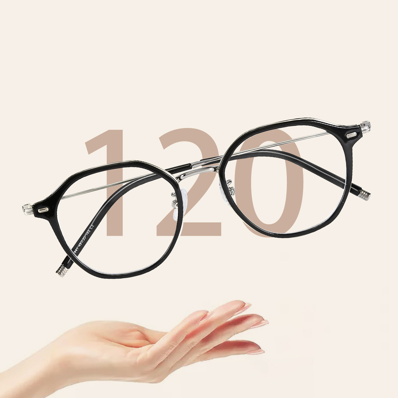 01341 Swobodnie regulowane, złote gogle z klejem. Okulary chroniące przed niebieskim światłem