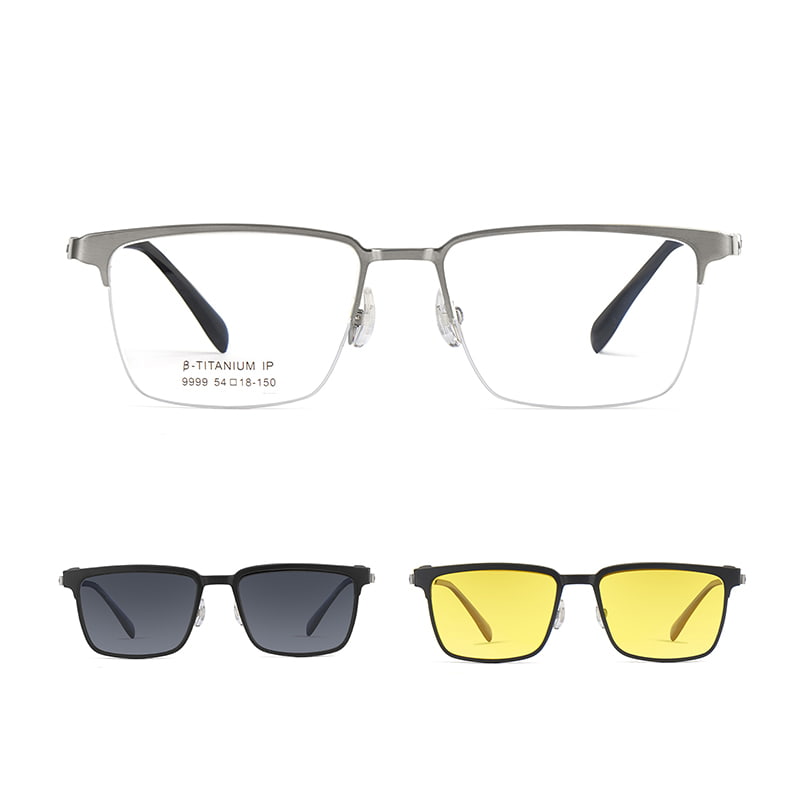 9999 Trzy w jednym Szczotkowane okulary z półramkami Magnetyczne okulary przeciwsłoneczne
