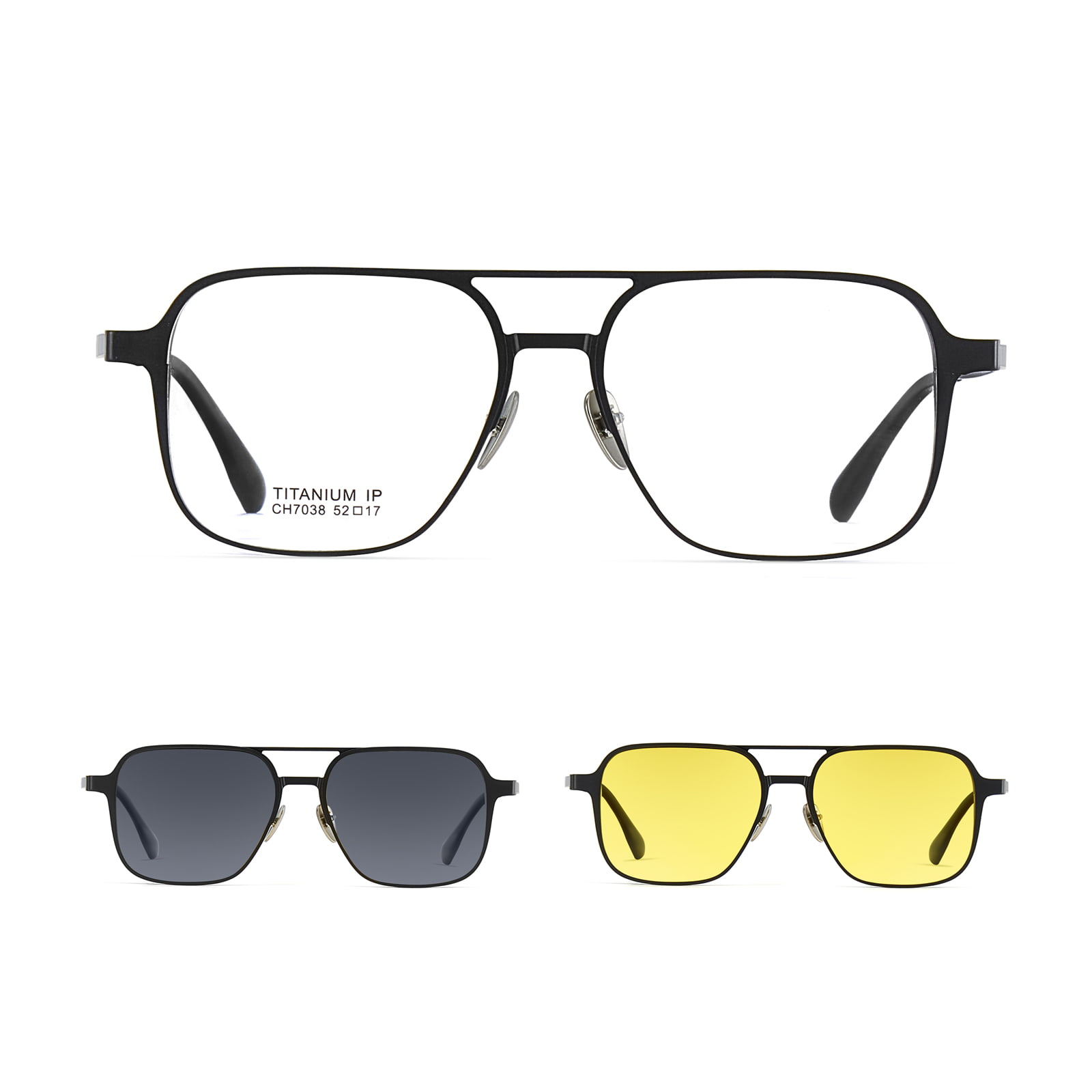 CH7038 Aluminiowo-magnezowe okulary przeciwsłoneczne z podwójną wiązką, trzy w jednym, magnetyczne krótkowzroczność, spolaryzowane okulary przeciwsłoneczne
